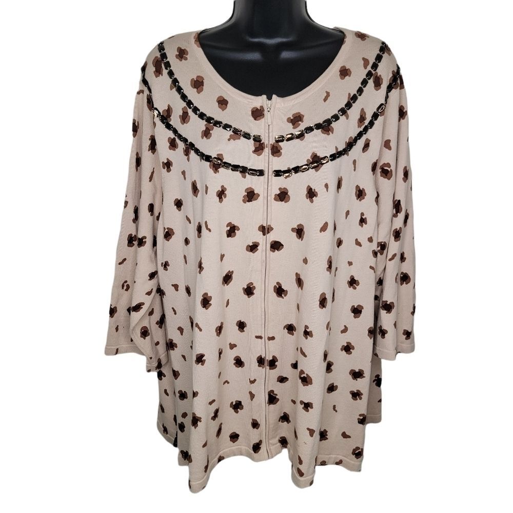 Storybook Knits Elegant spots rhinestone animal print cardigan 3x
